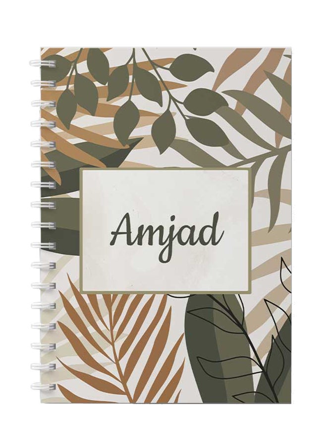 LOWHA Spiral Notebook For School Or Business Note Taking With 60 Sheets English Name Amjad Brown/Grey/Black - Image 1