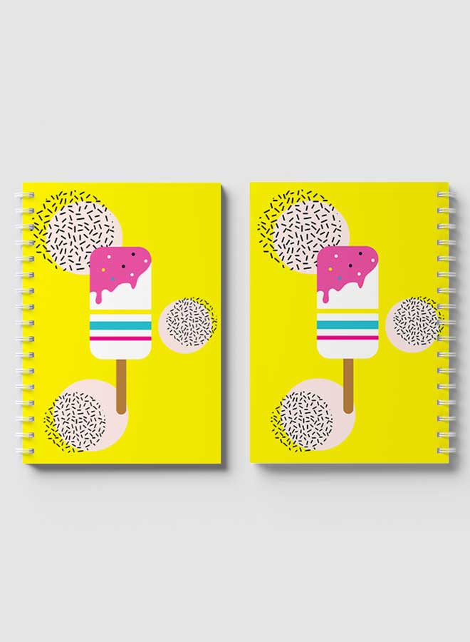 LOWHA Spiral Notebook For School Or Business Note Taking With 60 Sheets Retro Ice Cream Design Multicolour - Image 4