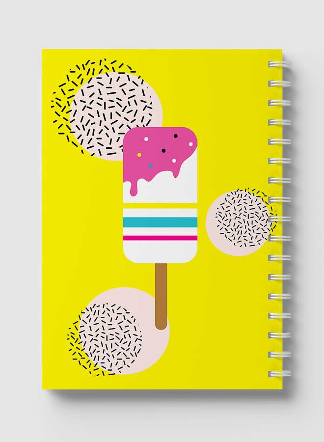 LOWHA Spiral Notebook For School Or Business Note Taking With 60 Sheets Retro Ice Cream Design Multicolour - Image 5
