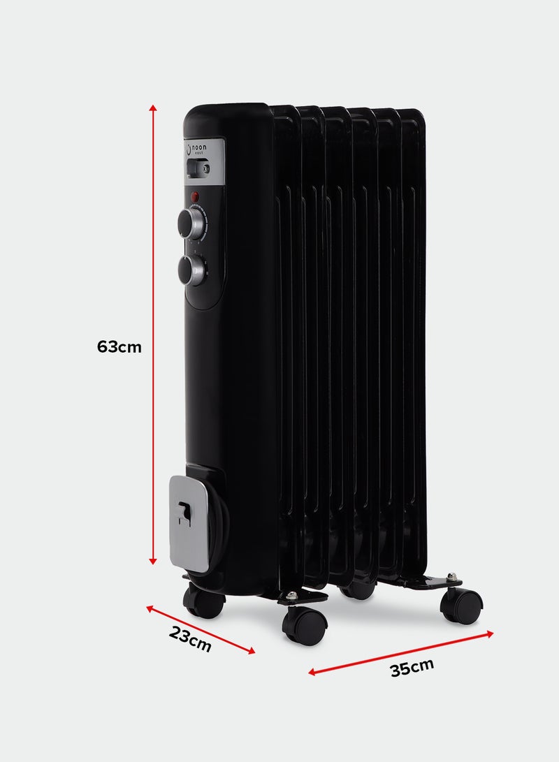 Noon East - Electric Heater - Oil Radiator Fireplace- 7 Fins 1500 W With 3 Heat Setting- Black/Grey 1500.0 W DRO128M Black/Grey - Image 1