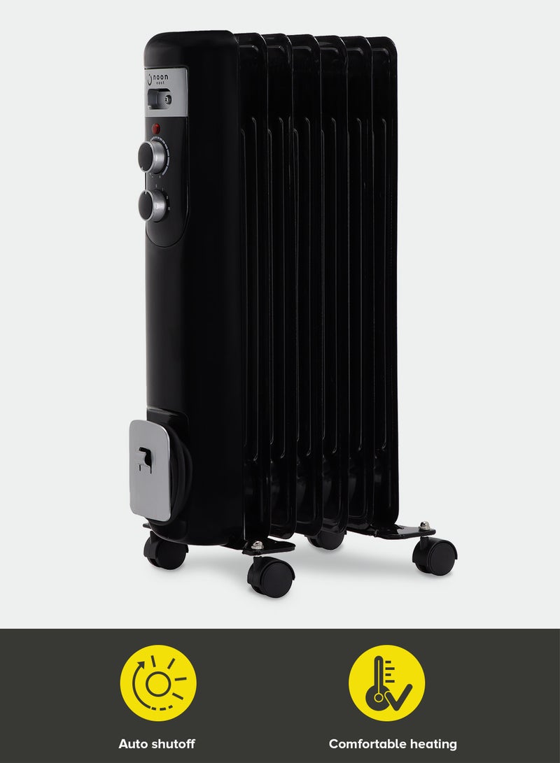 Noon East - Electric Heater - Oil Radiator Fireplace- 7 Fins 1500 W With 3 Heat Setting- Black/Grey 1500.0 W DRO128M Black/Grey - Image 1