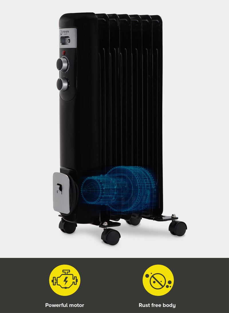 Noon East - Electric Heater - Oil Radiator Fireplace- 7 Fins 1500 W With 3 Heat Setting- Black/Grey 1500.0 W DRO128M Black/Grey - Image 1