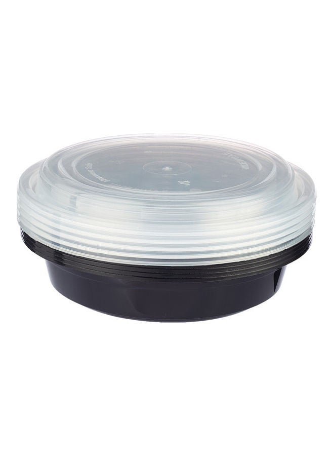 5-Piece Base Round Container With Lids Black/White