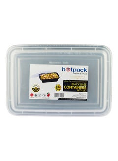 5-Piece Base Rectangular Container With Lids Black/Clear