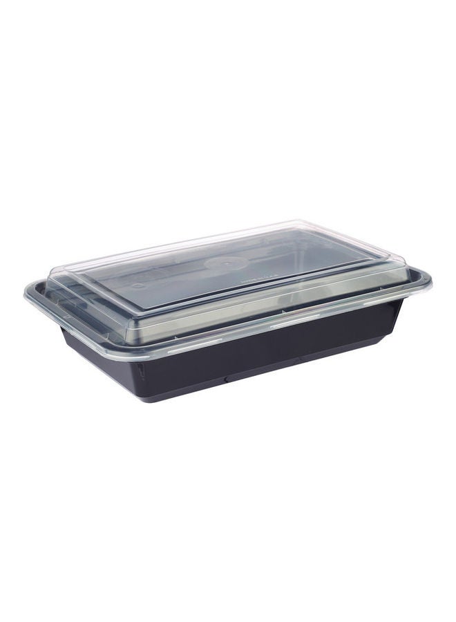 Hotpack Disposable Microwaveable Rectangular Black Base, Meal Prep Container 16 ounce with Clear Lid, 5 Pieces Black/Clear 480.0ml - Image 2