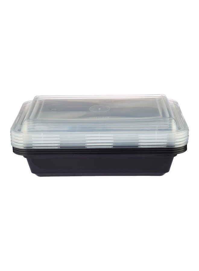 Hotpack Disposable Microwaveable Rectangular Black Base, Meal Prep Container 16 ounce with Clear Lid, 5 Pieces Black/Clear 480.0ml - Image 1