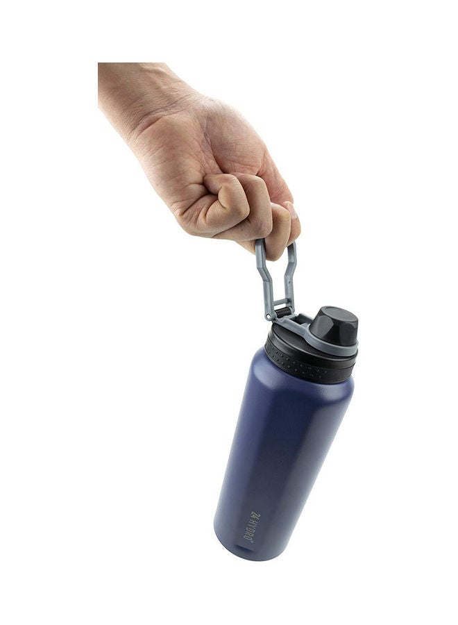 نيو فلام زجاجة مياه رياضية بجدار مزدوج من الإستانلس ستيل أسود / رمادي / أخضر 8.4x8.4x23.4سم - Image 2