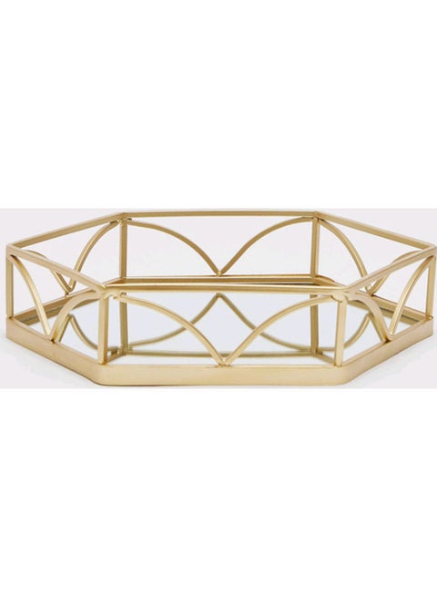 Hexagonal Decorative Tray Gold 4x30cm