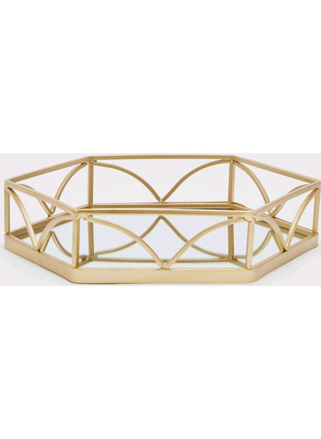 Hexagonal Decorative Tray Gold 4x30cm