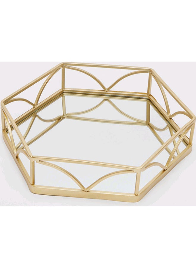 Hexagonal Decorative Tray Gold 4x30cm