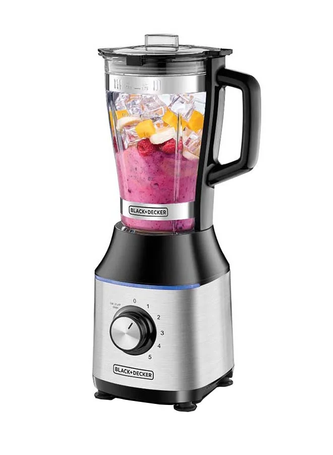 BLACK+DECKER High-Speed Premium Blender, Durable Glass Jar, Powerful Motor, 3 Speed Settings, Pulse Function, Ice Crushing Capability, Easy Clean Design, 1.75 L 700 W BX650G-B5 Black/Silver