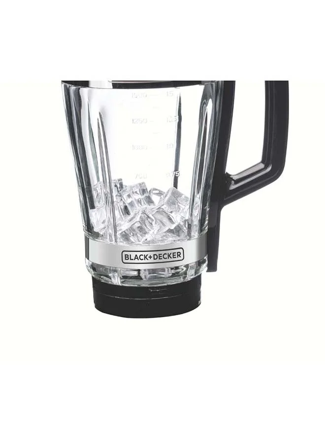 BLACK+DECKER High-Speed Premium Blender, Durable Glass Jar, Powerful Motor, 3 Speed Settings, Pulse Function, Ice Crushing Capability, Easy Clean Design, 1.75 L 700 W BX650G-B5 Black/Silver