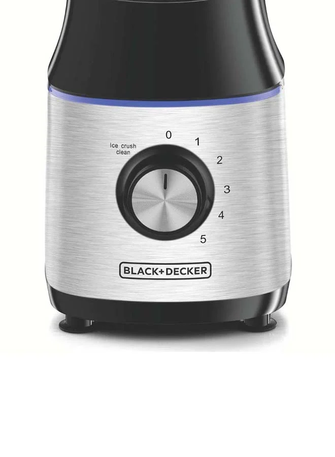 BLACK+DECKER High-Speed Premium Blender, Durable Glass Jar, Powerful Motor, 3 Speed Settings, Pulse Function, Ice Crushing Capability, Easy Clean Design, 1.75 L 700 W BX650G-B5 Black/Silver