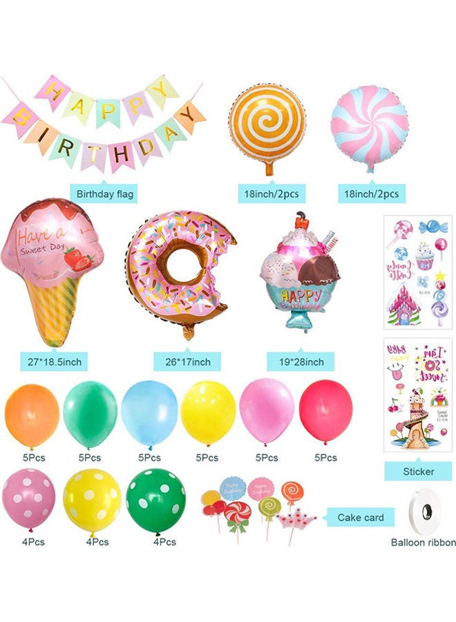 S-Color Candyland Foil Balloons With Happy Birthday Banner Set - Image 2