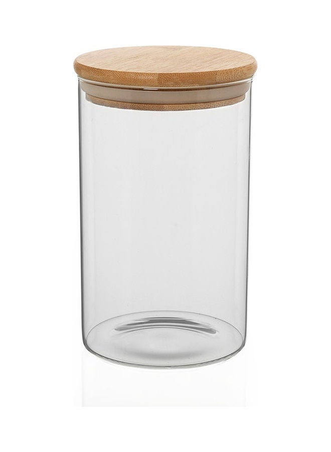 homes r us - Borosilicate Food Storage Jar Clear/Beige 15x9x16cm - Image 1