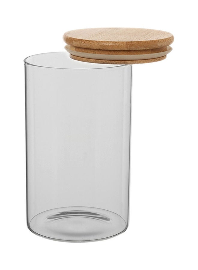 homes r us - Borosilicate Food Storage Jar Clear/Beige 15x9x16cm - Image 1