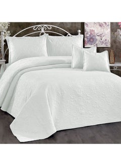 4-Piece Terena Quilt Set Polyester White 240 x 190cm