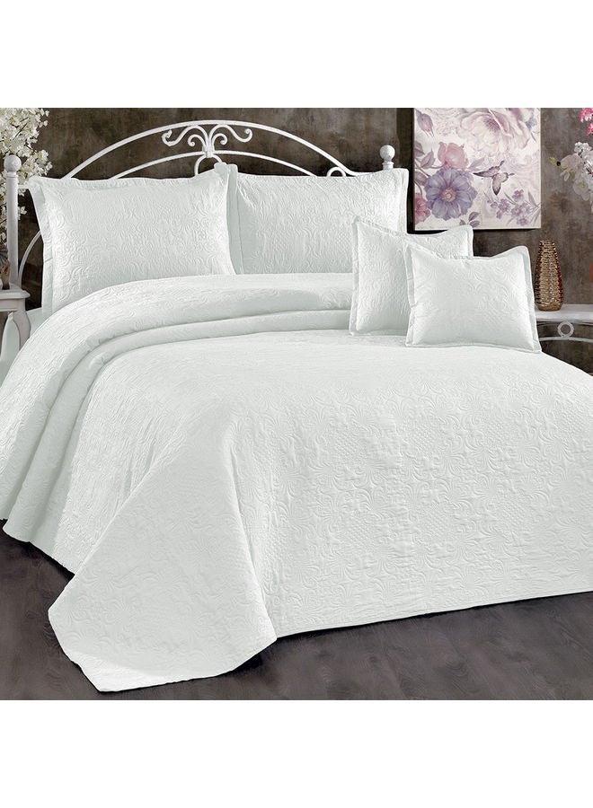 In-House - 4-Piece Terena Quilt Set Polyester White 240 x 190cm - Image 1