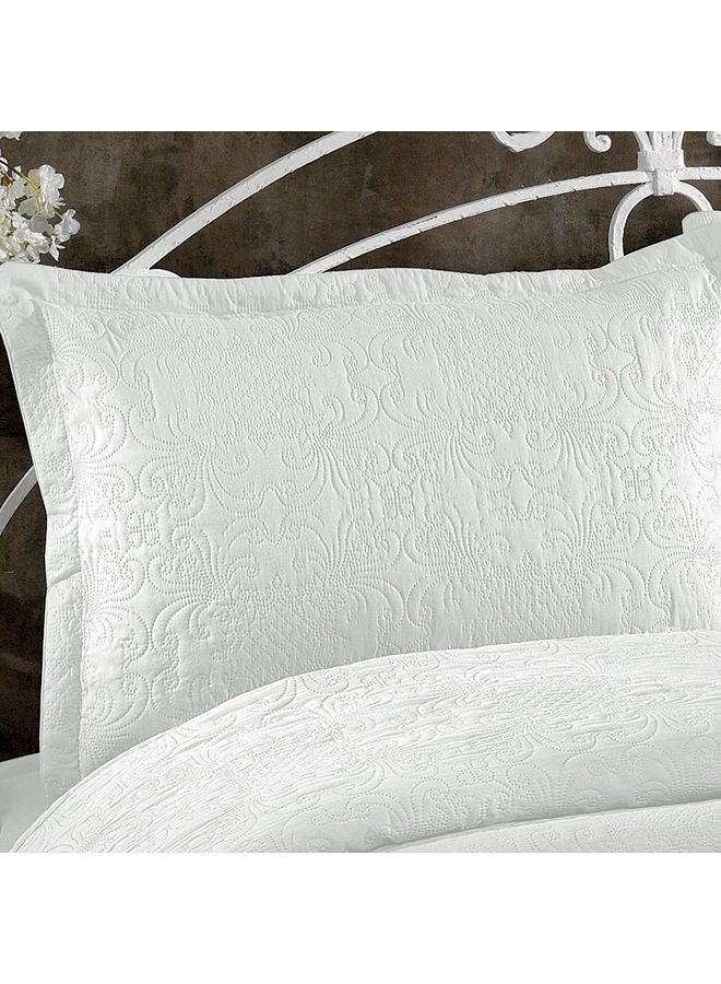In-House - 4-Piece Terena Quilt Set Polyester White 240 x 190cm - Image 1