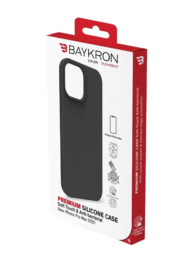 Baykron Silicone Antibacterial Protective Case And Cover For iPhone 13 Pro Black  - Image 3
