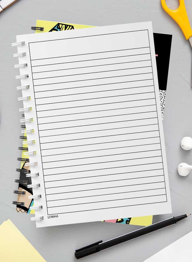 LOWHA - Spiral Notebook For School Or Business Note Taking With 60 Sheets Retro Design With Woman Art Multicolour - Image 1
