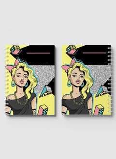 LOWHA Spiral Notebook For School Or Business Note Taking With 60 Sheets Retro Design With Woman Art Multicolour  - Image 4