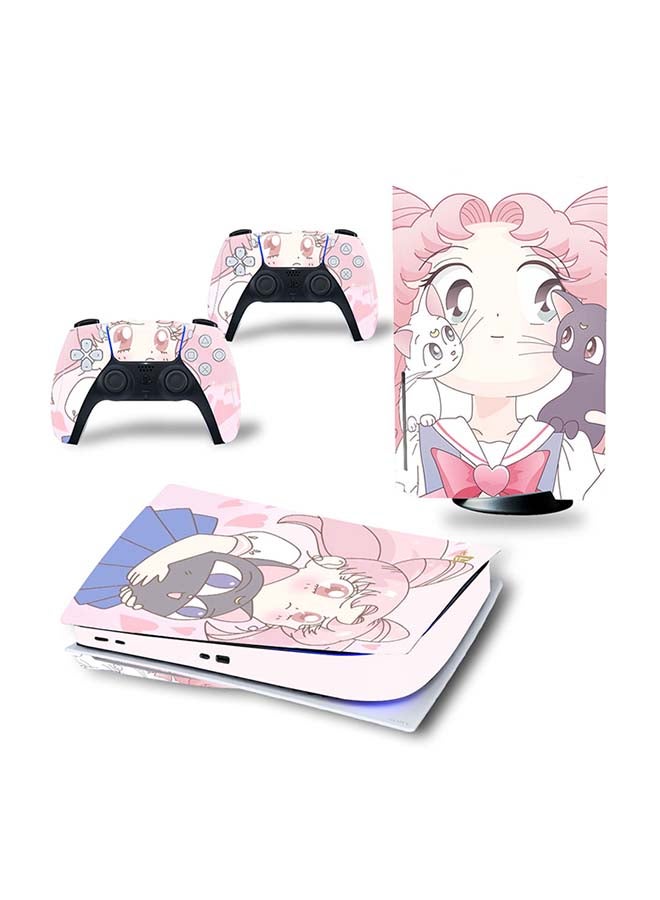 Vinyl Decal Console and Controller Decal Sticker Set For PlayStation 5 Disc Version 