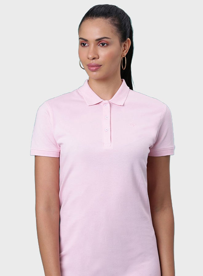 DRIP - Logo Embroidered Short Sleeves Polo Neck Mini Dress Candy Pink - Image 1