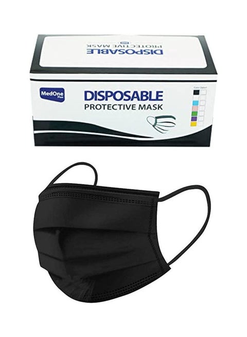 40-Piece 3 Ply Face Mask For Adults Individually Packed Black