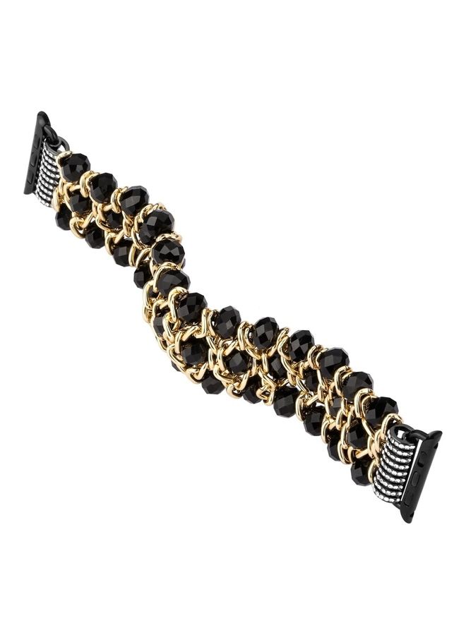 Rock Pow - Replacement Crystal Beaded Stretch Elastic Strap For Apple Watch iWatch Series 7/6/5/4/3/2/1 38/40/41MM Black - Image 1