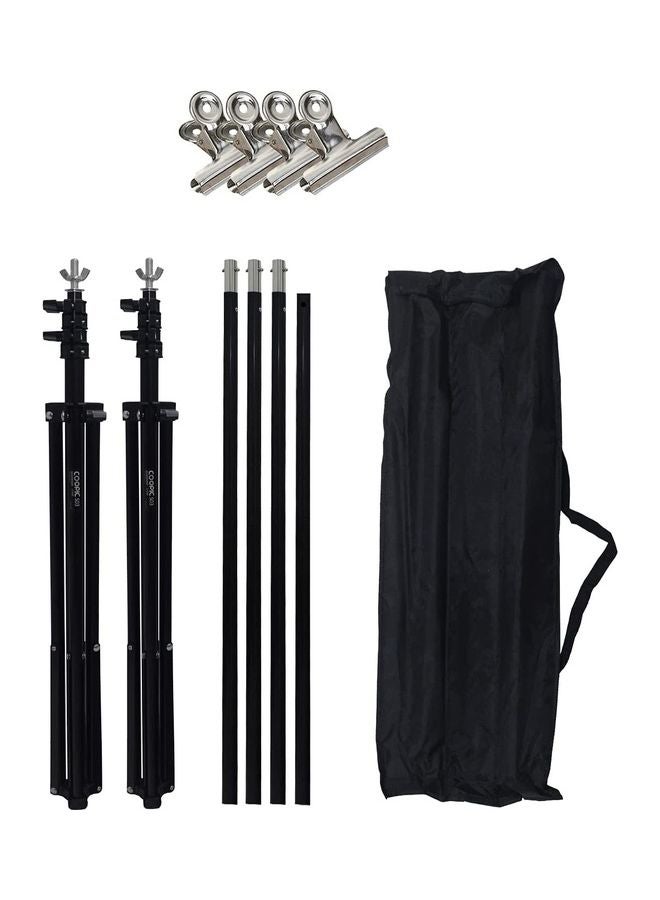 Coopic - S03 Photography Video Background Stand 4 Clamps With Carrying Bag Black - Image 1