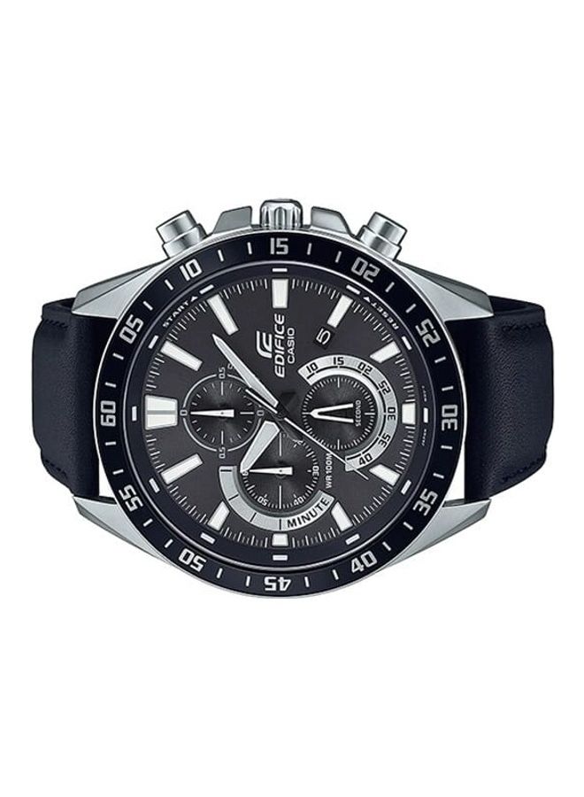 كاسيو ساعة يد كرونوغراف بعقارب بمينا أسود وسوار من الجلد الأصلي طراز EFV-620L-1AVUDF للرجال - Image 2