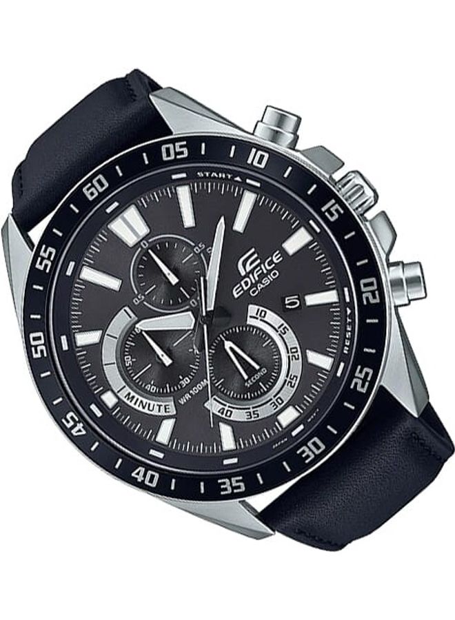 كاسيو ساعة يد كرونوغراف بعقارب بمينا أسود وسوار من الجلد الأصلي طراز EFV-620L-1AVUDF للرجال - Image 3