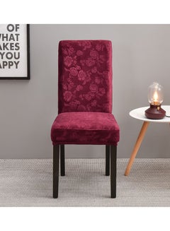 Sharpdo 6-Piece Embossed Stretch Chair Cover Red 38x38x45cm  - Image 3