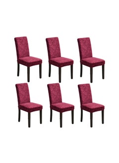 Sharpdo 6-Piece Embossed Stretch Chair Cover Red 38x38x45cm  - Image 1