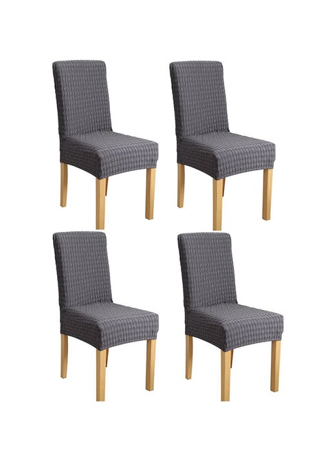 Set Of 4 Waterproof Thick Chair Covers Dark Grey 38x38x45cm