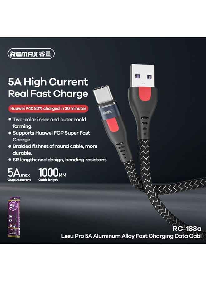 ريماكس كابل شحن سريع من Type-C إلى USB أسود.  - Image 2