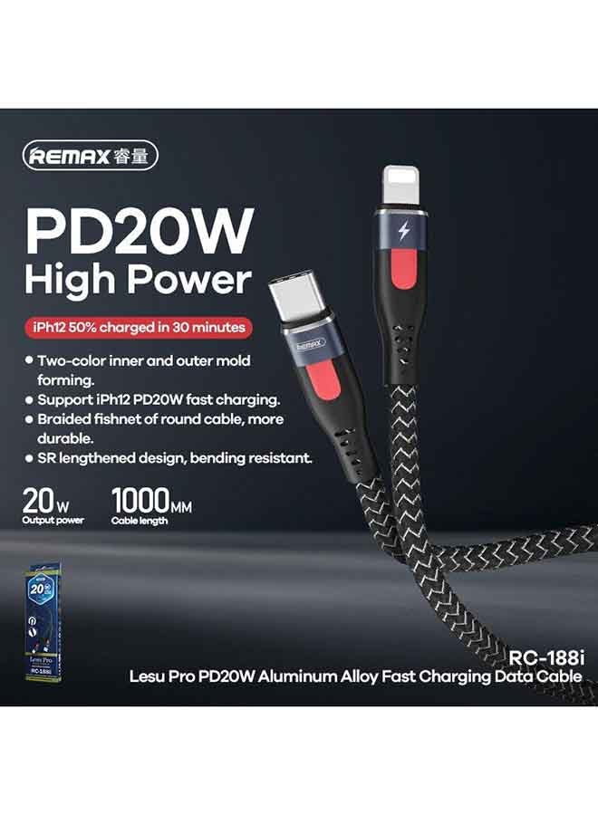 ريماكس كابل شحن سريع من Type C إلى Lightning لون أسود. - Image 3