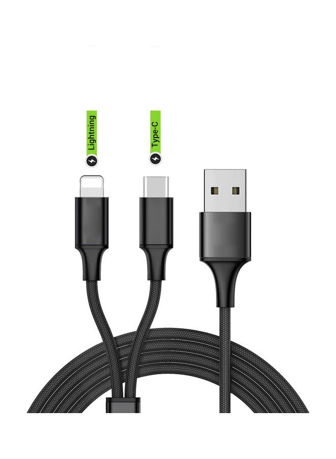 iends - 2 in 1 Lightning And Type C Cable Black - Image 1