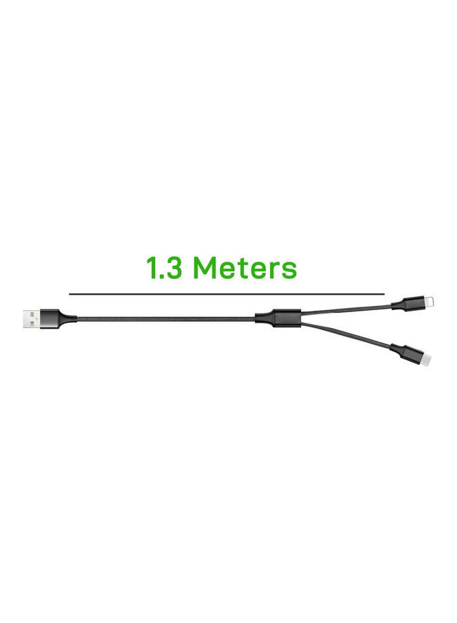 iends - 2 in 1 Lightning And Type C Cable Black - Image 1