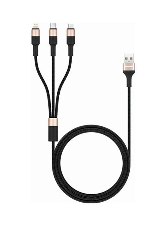 روكروز 3A Max 3-In-1 Nylon Braided Charge-Only Cable Black  - Image 1