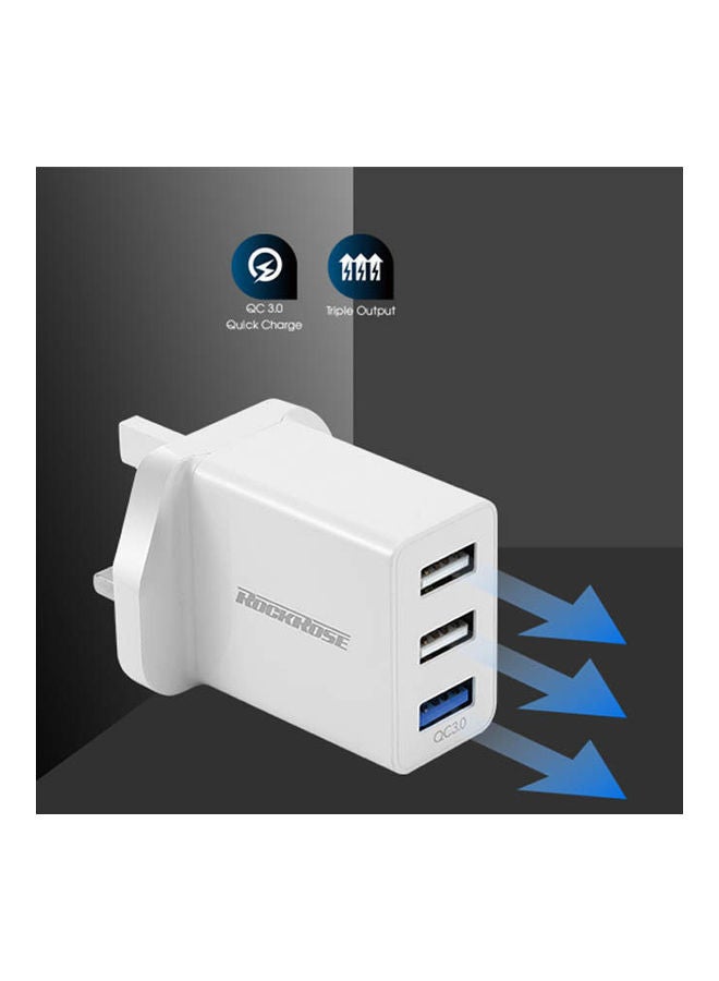 ROCKROSE Triple Port Power Adapter White - Image 2