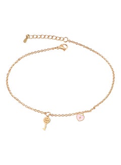 Heart Key Anklet Gold