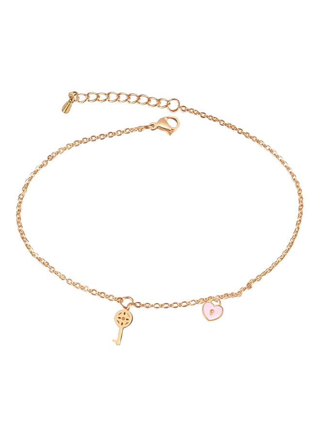 AIWANTO - Heart Key Anklet Gold - Image 1