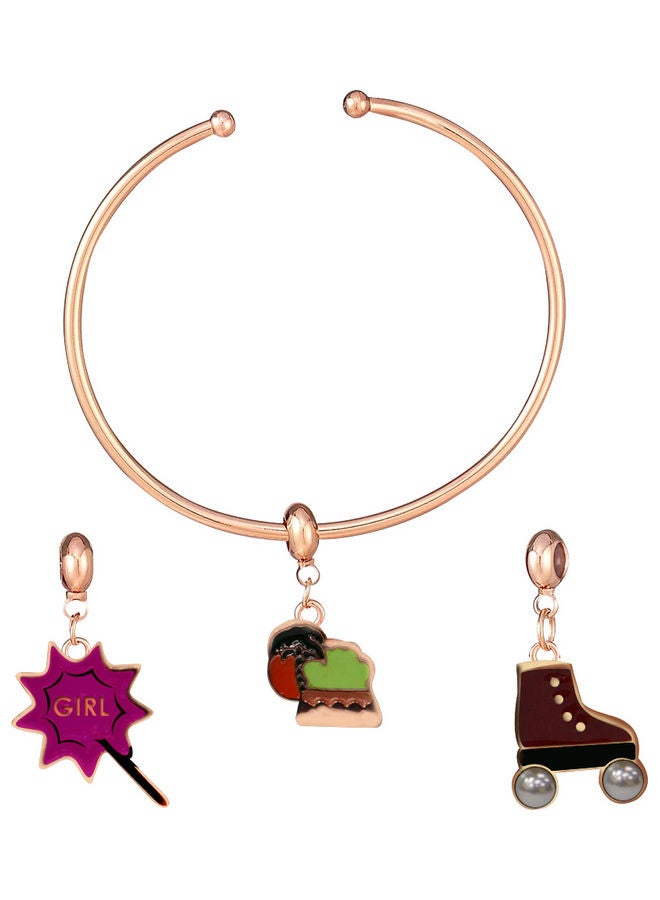 AIWANTO Alissa Bangle With 3 Pendant Girl Shoe Design  - Image 1
