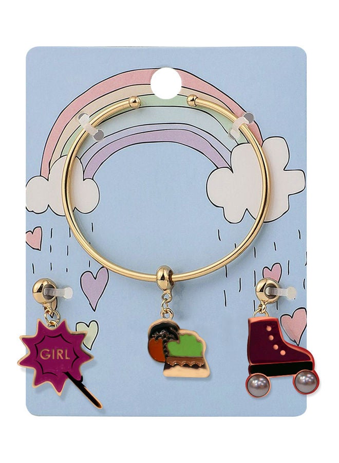 AIWANTO Alissa Bangle With 3 Pendant Girl Shoe Design  - Image 2