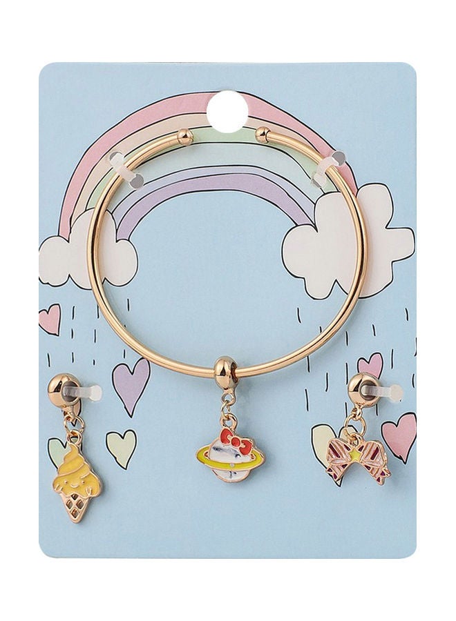 AIWANTO Alissa Bangle With 3 Pendant Ice Cream Ribbon Globe  - Image 2