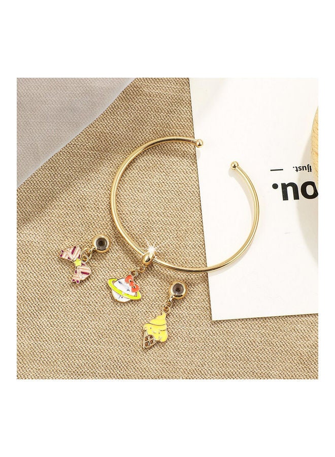 AIWANTO Alissa Bangle With 3 Pendant Ice Cream Ribbon Globe  - Image 3