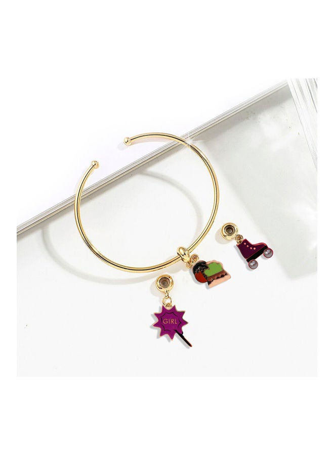 AIWANTO Alissa Bangle With 3 Pendant Girl Shoe Design  - Image 3