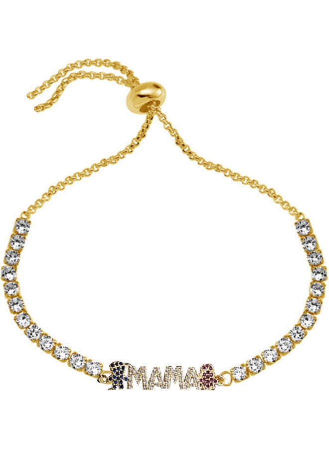 AIWANTO - Alissa Pull String Bracelet Mama Rhinestone Gold - Image 1